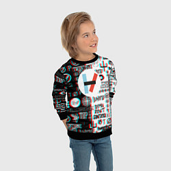 Свитшот детский Twenty one pilots glitch pattern, цвет: 3D-черный — фото 2