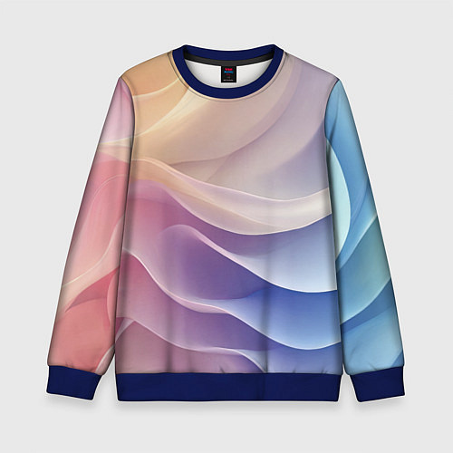 Детский свитшот Текстура с градиентом волны / 3D-Синий – фото 1