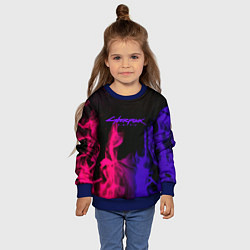 Свитшот детский Cyberpunk 2077 neon flame, цвет: 3D-синий — фото 2