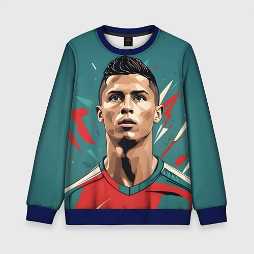 Детский свитшот Футболист Рональдо / 3D-Синий – фото 1