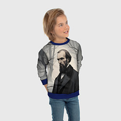 Свитшот детский Достоевский зимняя аллея, цвет: 3D-синий — фото 2