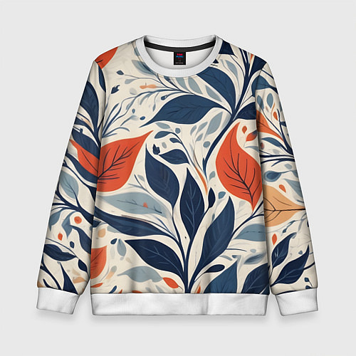 Детский свитшот Искусство листья абстракция / 3D-Белый – фото 1