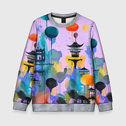 Свитшот детский Фантазийный японский паттерн, цвет: 3D-меланж