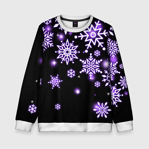 Детский свитшот Снежинки в неоне / 3D-Белый – фото 1