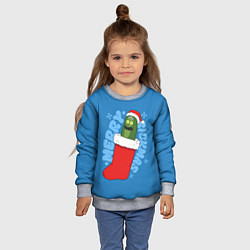 Свитшот детский Новогодний Рик огурчик - Merry Rickmas, цвет: 3D-меланж — фото 2
