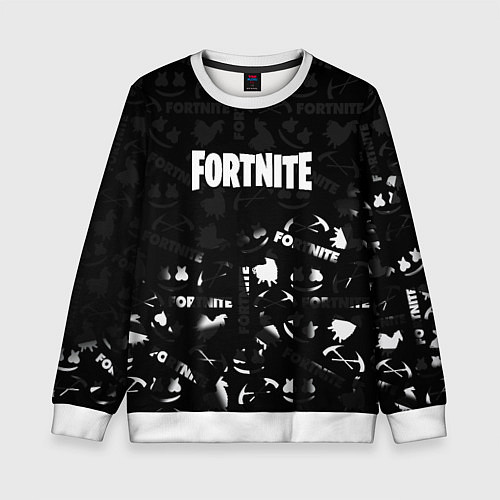 Детский свитшот Fortnite pattern black / 3D-Белый – фото 1