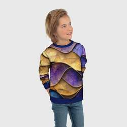Свитшот детский Фиолетовые и золотые волны, цвет: 3D-синий — фото 2