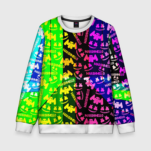 Детский свитшот Marshmello pattern neon steel / 3D-Белый – фото 1