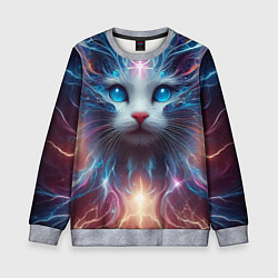 Свитшот детский Fantastic blue-eyed neon kitten, цвет: 3D-меланж