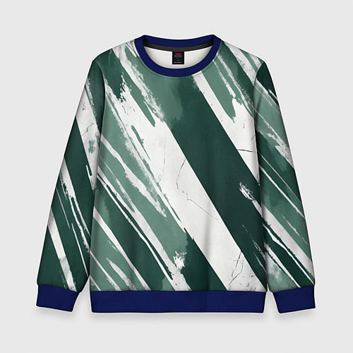 Детский свитшот Косая зеленая полоска / 3D-Синий – фото 1