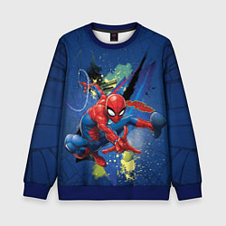 Свитшот детский Spider-man with a spider web, цвет: 3D-синий