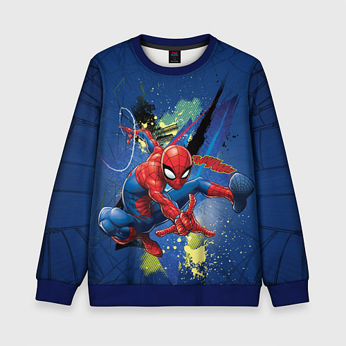 Детский свитшот Spider-man with a spider web / 3D-Синий – фото 1