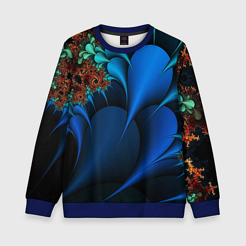 Детский свитшот Фрактальный узор голубой / 3D-Синий – фото 1