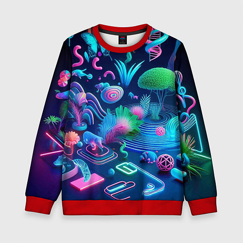 Детский свитшот Фантастическая абстрактная композиция - сюрреализм / 3D-Красный – фото 1