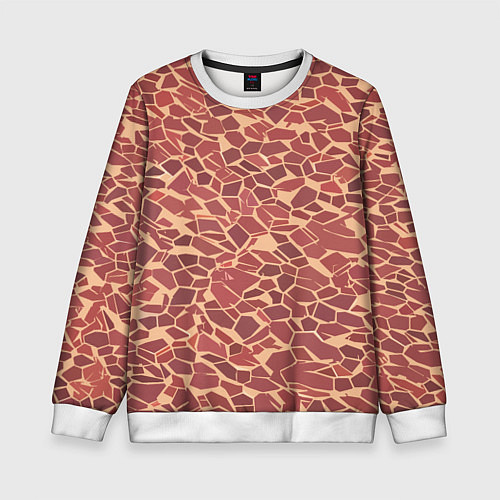 Детский свитшот Тёмно красные плитки на бежевом фоне / 3D-Белый – фото 1