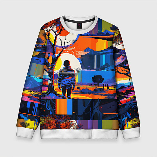 Детский свитшот Ночная прогулка абстракция / 3D-Белый – фото 1