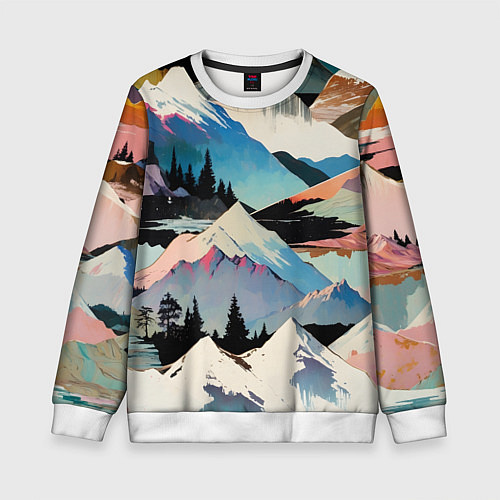 Детский свитшот Снежные горы / 3D-Белый – фото 1