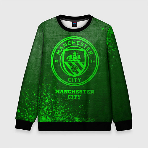 Детский свитшот Manchester City - green gradient / 3D-Черный – фото 1