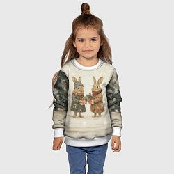 Свитшот детский Зайчата идут на новый год, цвет: 3D-белый — фото 2