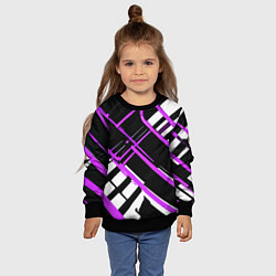 Свитшот детский Фиолетово-белые линии на чёрном фоне, цвет: 3D-черный — фото 2