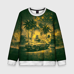Детский свитшот Винтажный автомобиль под пальмами
