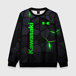 Свитшот детский Kawasaki - плиты с эффектом свечения, цвет: 3D-черный