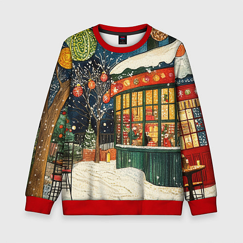 Детский свитшот Праздничная атмосфера кафе / 3D-Красный – фото 1