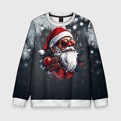Детский свитшот Санта и сосновая ветка / 3D-Белый – фото 1