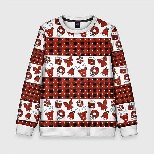 Детский свитшот Новогодний паттерн / 3D-Белый – фото 1