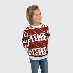 Свитшот детский Новогодний паттерн, цвет: 3D-белый — фото 2