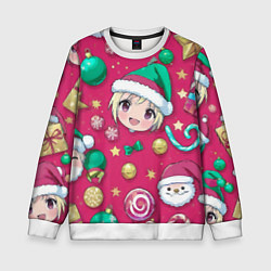 Детский свитшот Новогодние рисунки аниме