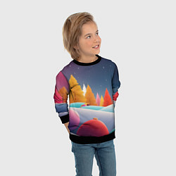 Свитшот детский Яркие новогодние елки, цвет: 3D-черный — фото 2