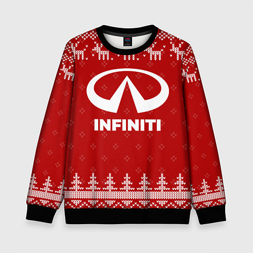 Детский свитшот Новогодний Infiniti с оленями / 3D-Черный – фото 1