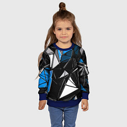 Свитшот детский Сине-белые рельефные треугольники на чёрном фоне, цвет: 3D-синий — фото 2