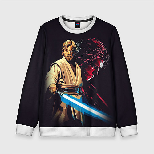 Детский свитшот Оби Ван и Энакин - Звездные войны / 3D-Белый – фото 1