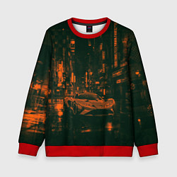 Детский свитшот Спорткар в оранжево-зелёных тенях