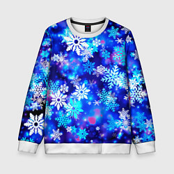 Свитшот детский Яркие узоры снежинок, цвет: 3D-белый