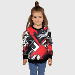 Свитшот детский Красно-белый техно паттерн, цвет: 3D-черный — фото 2