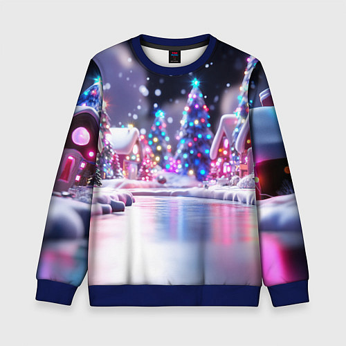 Детский свитшот Новогоднее настроение фонариков / 3D-Синий – фото 1