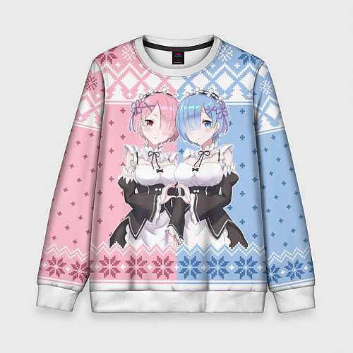 Детский свитшот Рем и Рам новогодний свитер / 3D-Белый – фото 1