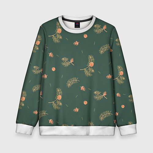 Детский свитшот Сосновые ветки и шишки / 3D-Белый – фото 1