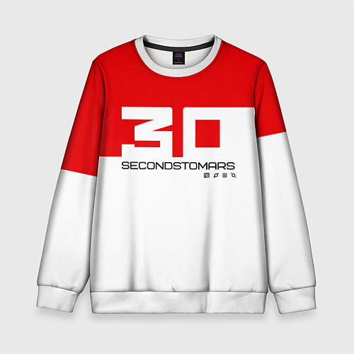 Детский свитшот 30 Seconds to Mars - red and white / 3D-Белый – фото 1