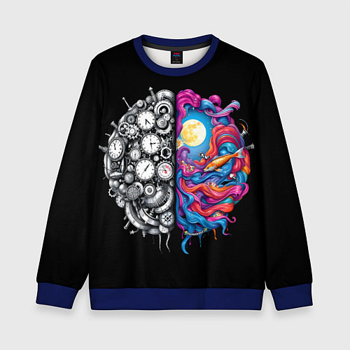 Детский свитшот Правое и левое полушарие / 3D-Синий – фото 1