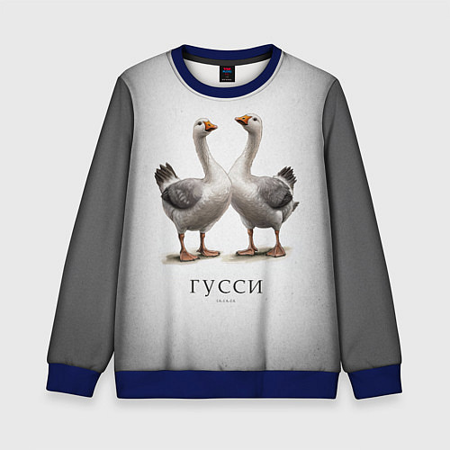 Детский свитшот Гусси - га га га / 3D-Синий – фото 1
