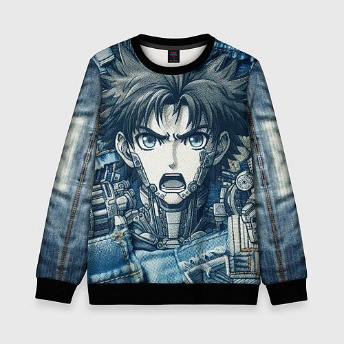 Детский свитшот Герой аниме на пэчворк / 3D-Черный – фото 1