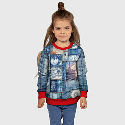 Свитшот детский Пэчворк с мотивами аниме, цвет: 3D-красный — фото 2