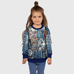 Свитшот детский Аниме пэчворк деним, цвет: 3D-синий — фото 2
