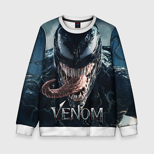 Детский свитшот Venom head with tongue / 3D-Белый – фото 1