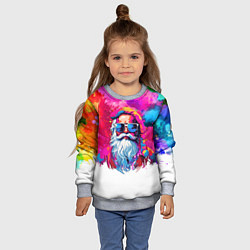 Свитшот детский Дед мороз красочный хипстер, цвет: 3D-меланж — фото 2