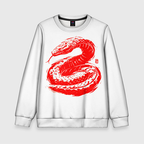 Детский свитшот Red japan serpent / 3D-Белый – фото 1